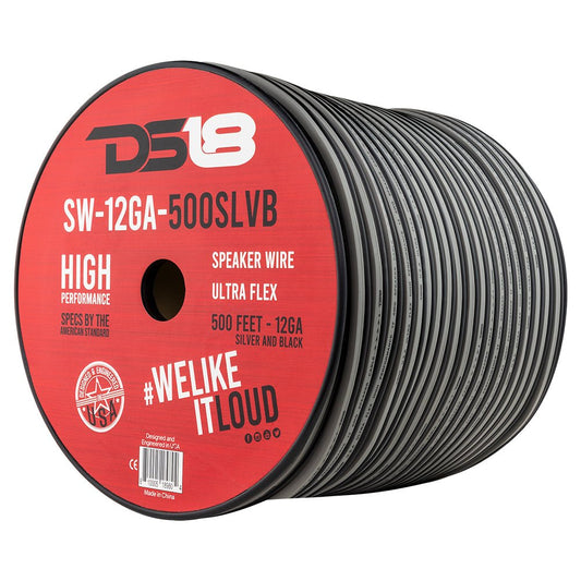 12-GA Speaker Wire 500 Feet -Silver and Black.
