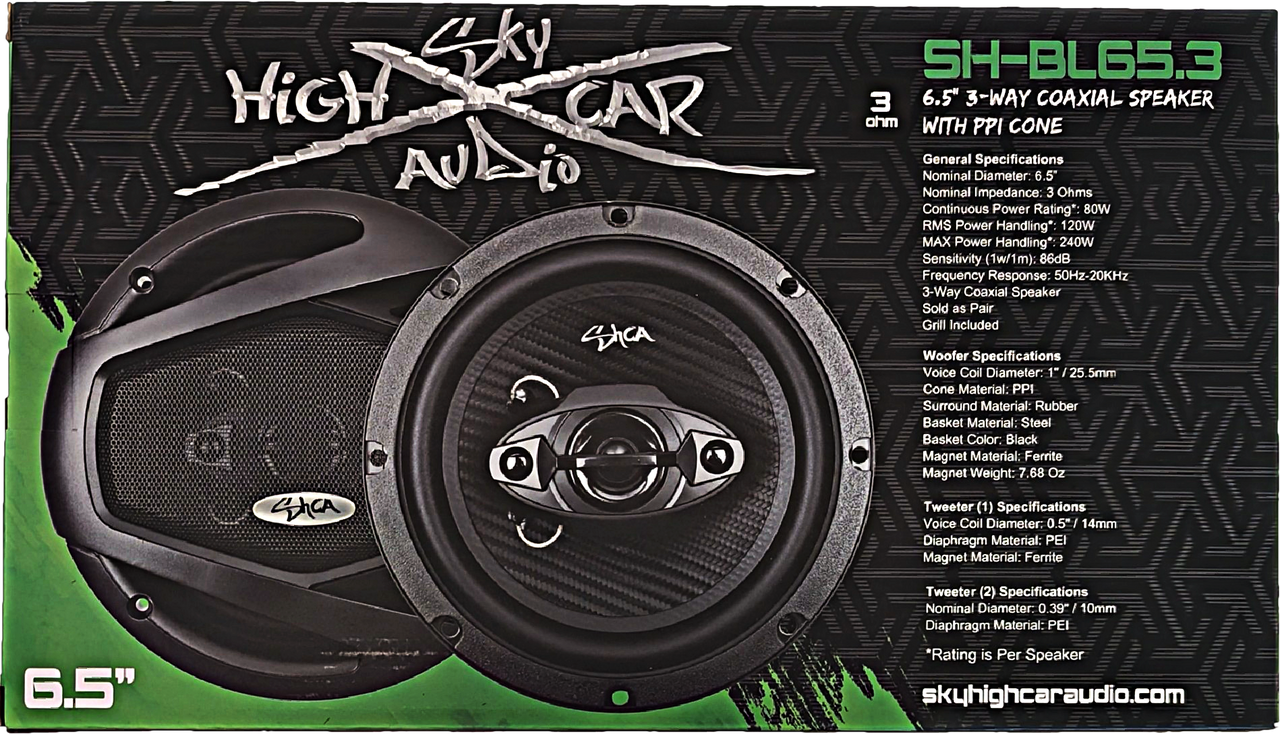 Sky High Car Audio BL65.3 6.5" Coaxial 3 Ohms Speakers Pair - Audio Sellerz