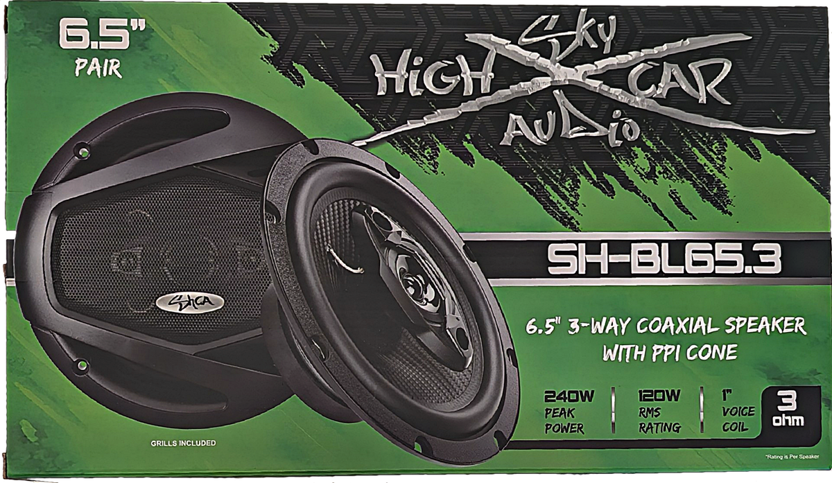 Sky High Car Audio BL65.3 6.5" Coaxial 3 Ohm Speakers Pair - Sold by Audio Sellerz