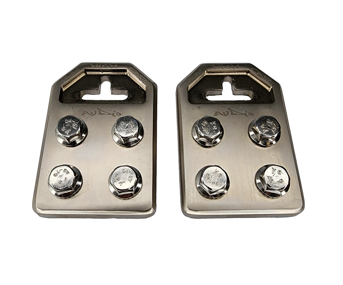 Sky High Car Audio Cast Flat 4 Spot Battery Terminals – Pair - Sold by Audio Sellerz