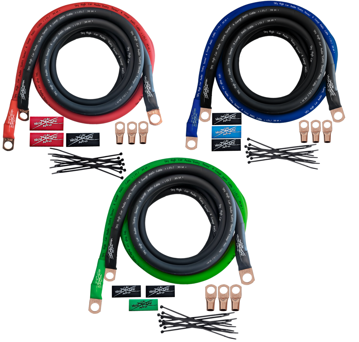 Sky High Car Audio E-Series 4 Gauge CCA Big 3 Upgrade Kit - Sold by Audio Sellerz