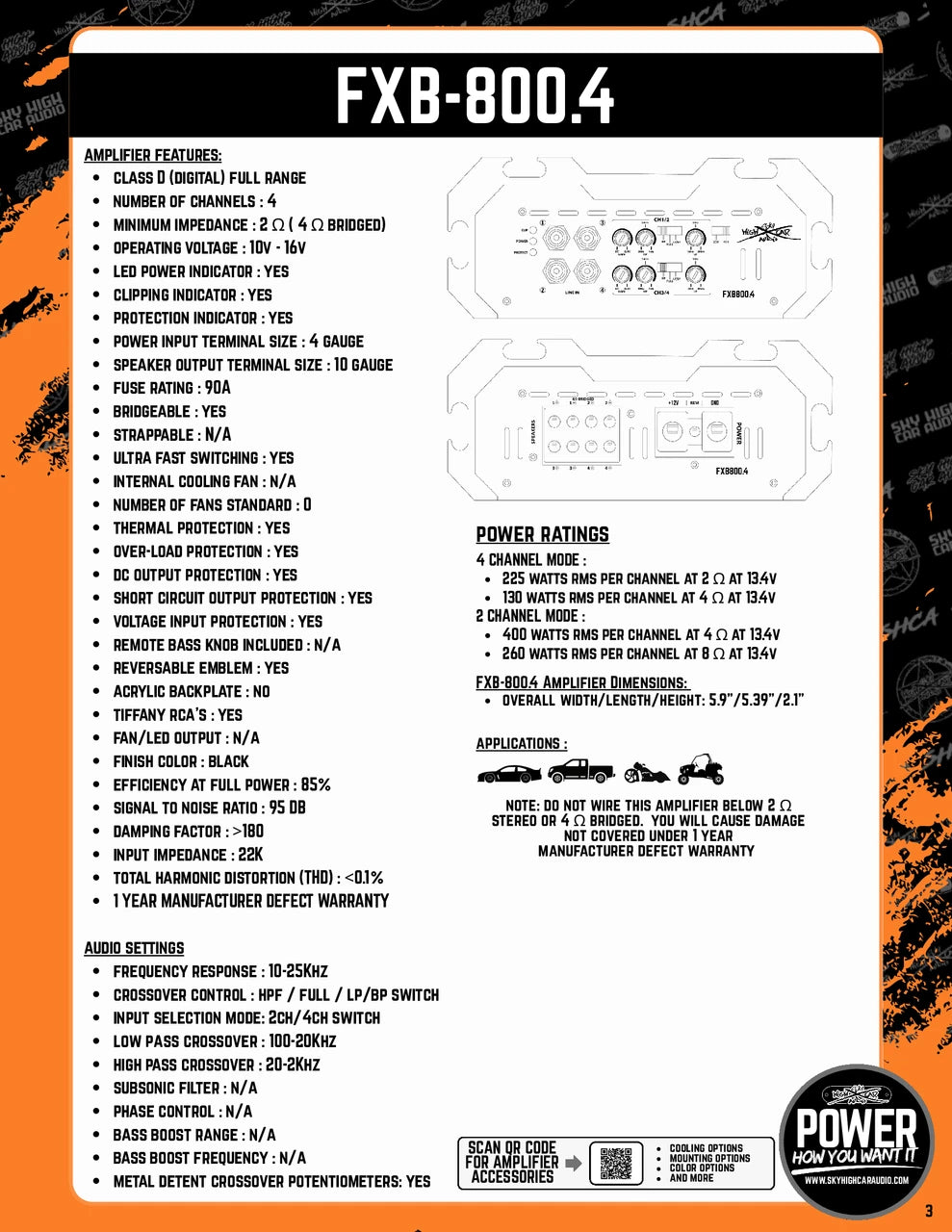 Sky High Car Audio FXB 800.4 4-Channel Amplifier - Sold by Audio Sellerz