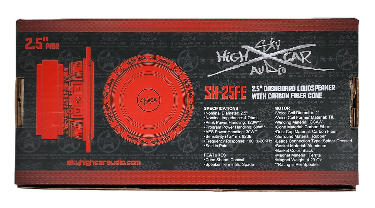 Sky High Car Audio SH-25FE 2.5" Loudspeaker with Carbon Fiber Cone (Pair - Sold by Audio Sellerz