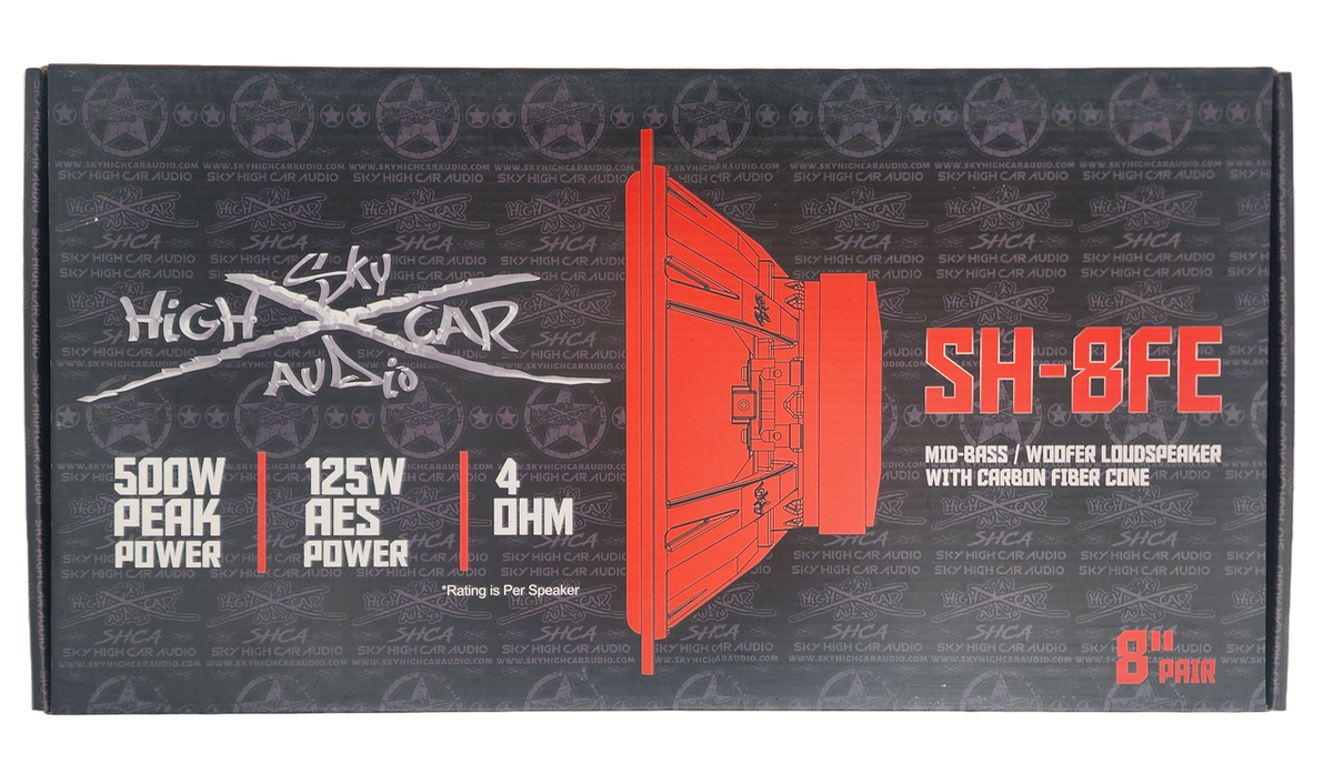 Sky High Car Audio SH-8FE 8" Mid Woofer Pair w/ Carbon Fiber Cone - Sold by Audio Sellerz