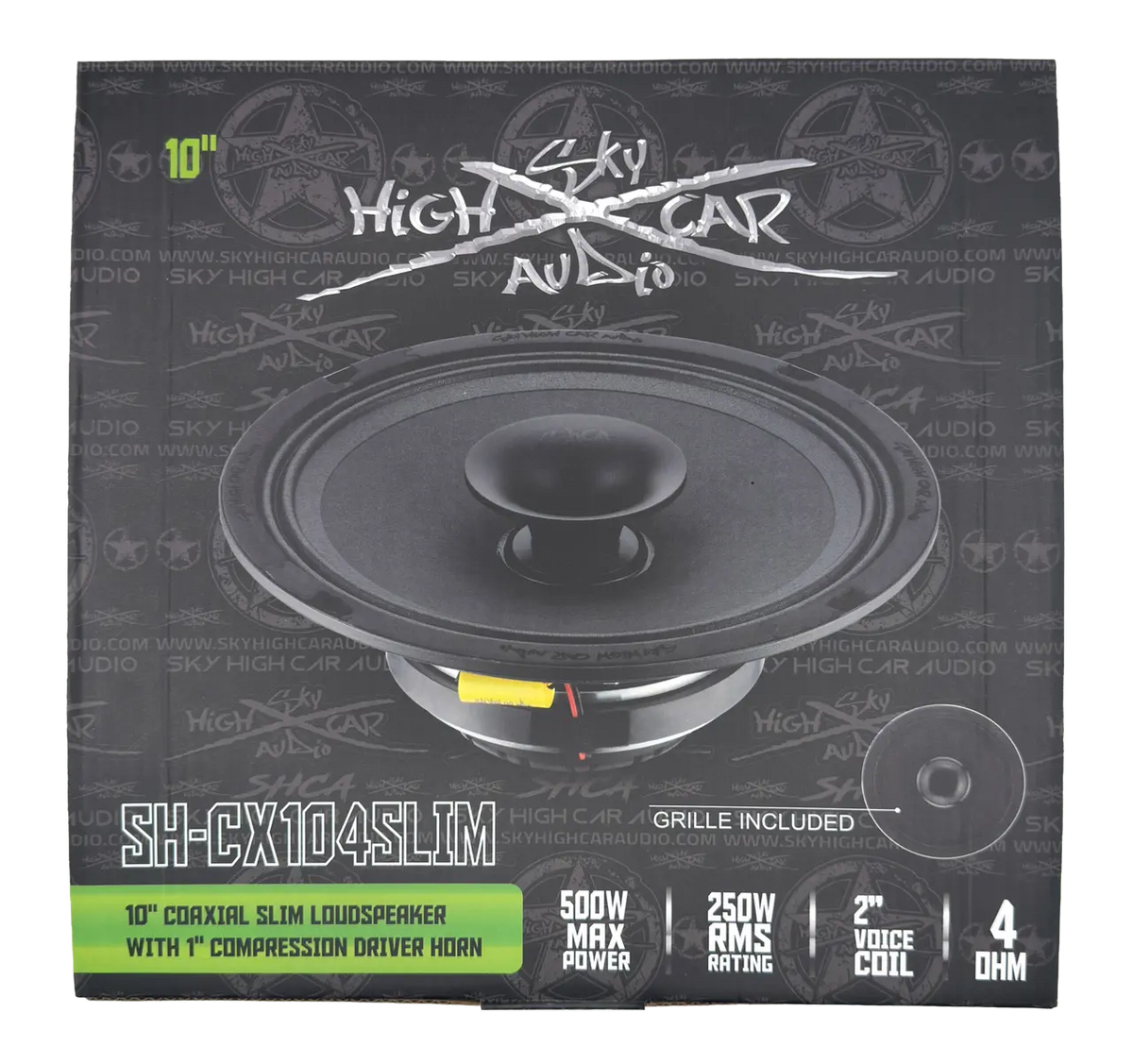 Sky High Car Audio SH-CX104SLIM 10" Slim Coaxial Speaker with Compression Driver Horn - Sold by Audio Sellerz