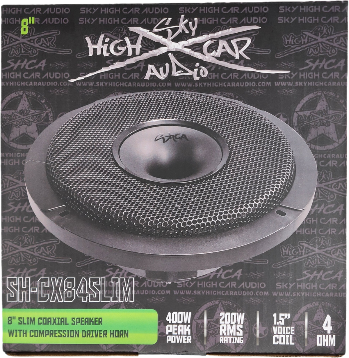 Sky High Car Audio SH-CX84SLIM 8” Slim Coaxial Speaker with Compression Driver Horn – Single - Sold by Audio Sellerz