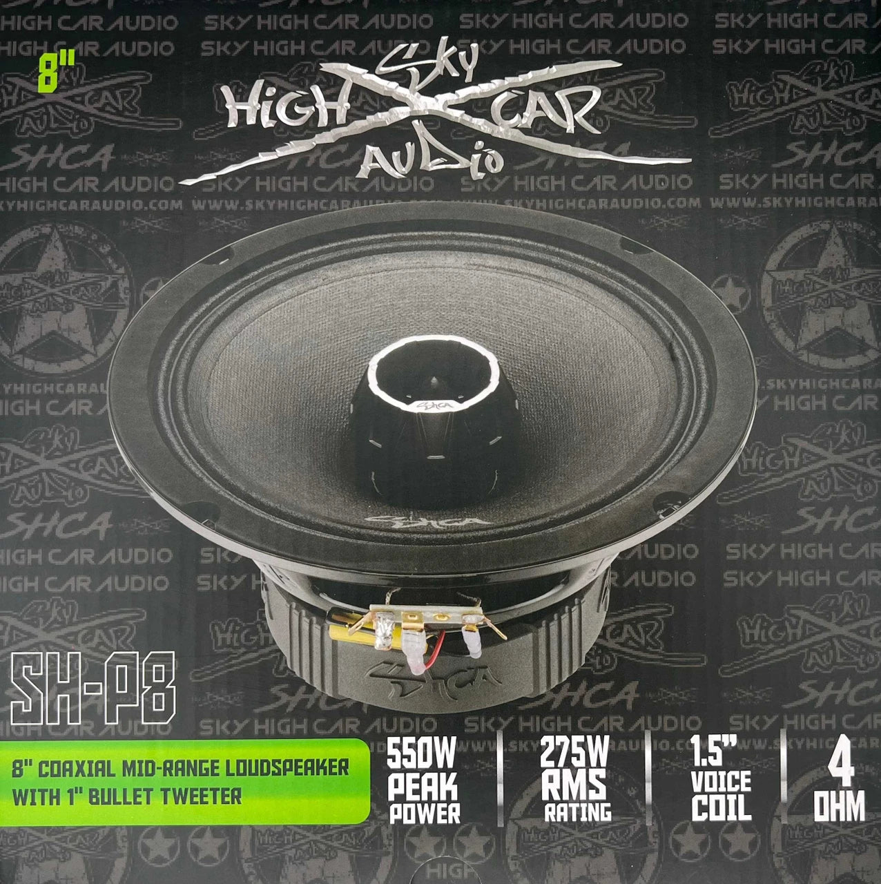 Sky High Car Audio SH-P8 8” COAXIAL MID-RANGE LOUDSPEAKER WITH 1" BULLET TWEETER - Audio Sellerz