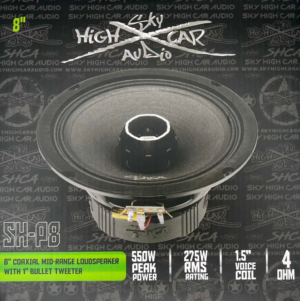 Sky High Car Audio SH-P8 8" Coaxial Mid-Range Loudspeaker with 1" Bullet Tweeter - Sold by Audio Sellerz