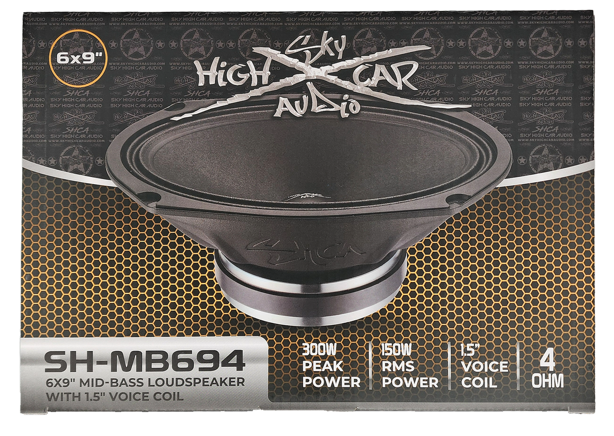 Sky High Car Audio SHCA Pro Audio MB694 – 6x9” Mid-Bass Loudspeaker with 1.5” Voice Coil (Single) - Sold by Audio Sellerz