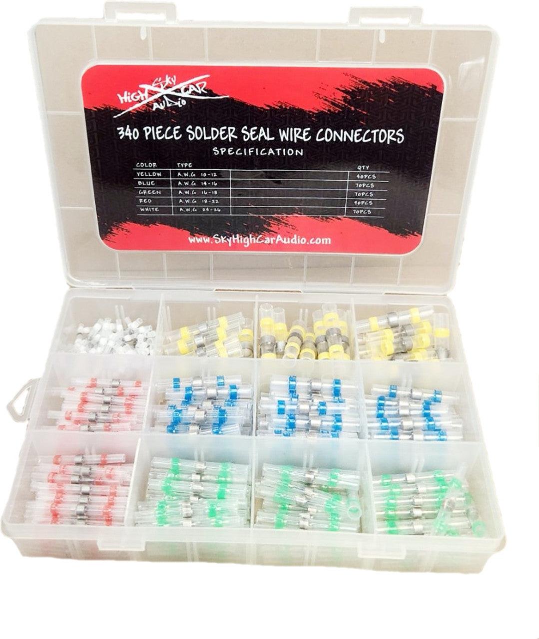 Sky High Car Audio Solder Seal Wire Connectors Assortment – 340 Piece Kit (AWG 10–26) - Sold by Audio Sellerz