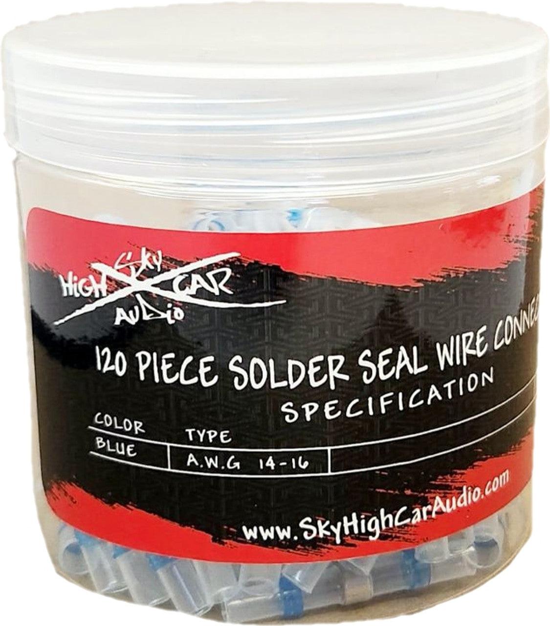 Sky High Car Audio Solder Seal Wire Connectors – Blue 14–16 AWG (120 Pieces) - Sold by Audio Sellerz