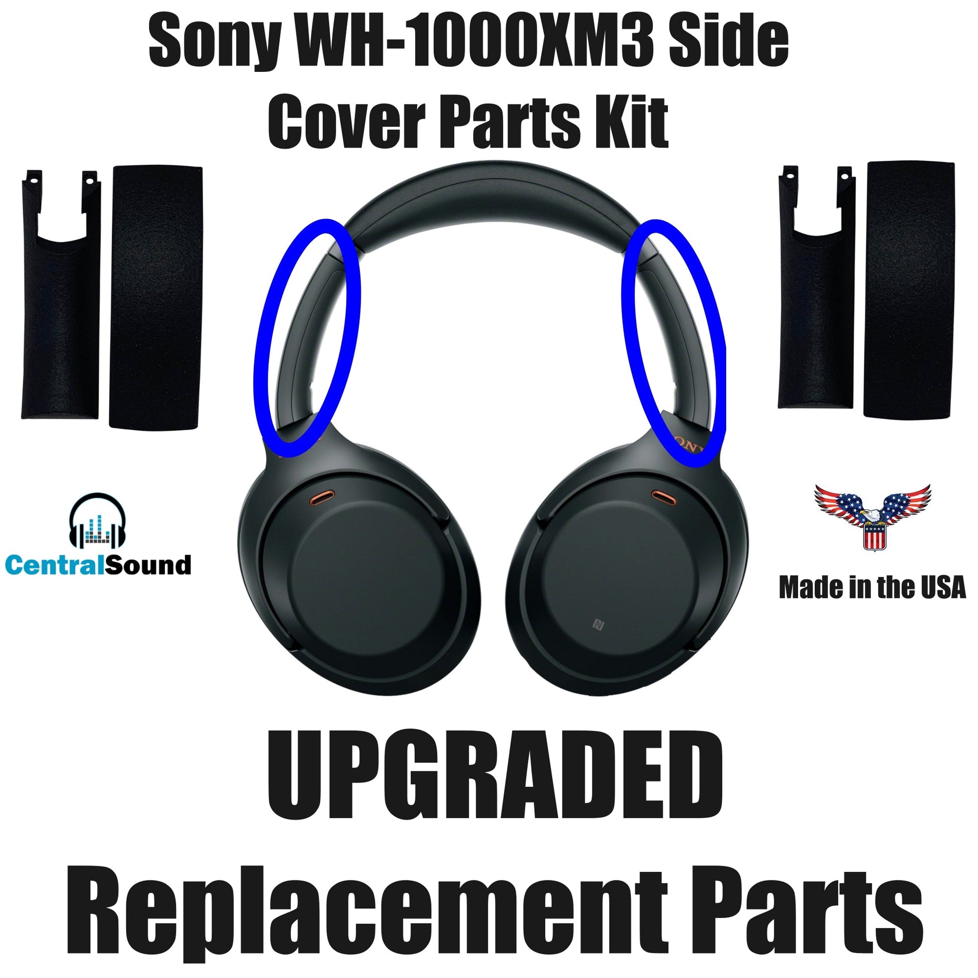 Replacement Side Cover Slider Parts UPGRADE KIT for Sony WH-1000XM3 WH1000XM3 Headphones - product image 1 - Audio Sellerz