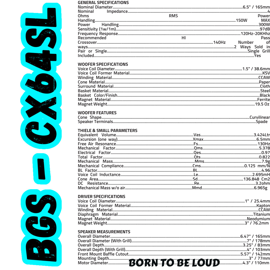 SoundQubed BGS-CX64SL 6.5" Coaxial Slim Loudspeaker with 1″ Compression Driver - Sold by Audio Sellerz