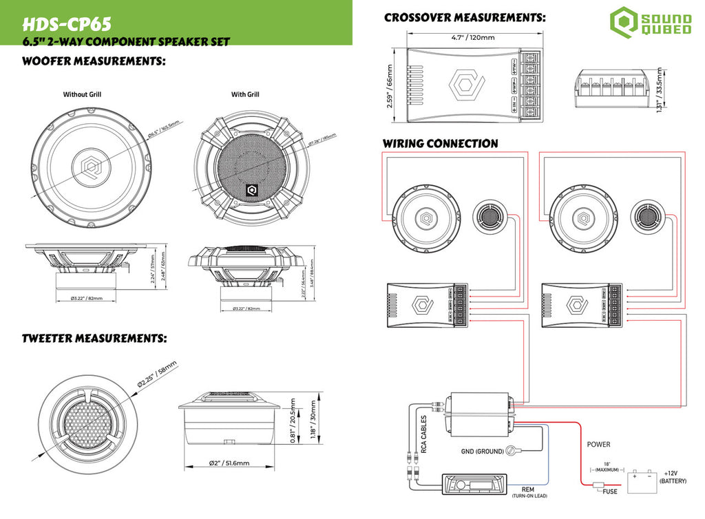 SoundQubed HDS Series 6.5" Components 2-Way Speakers Pair - Sold by Audio Sellerz