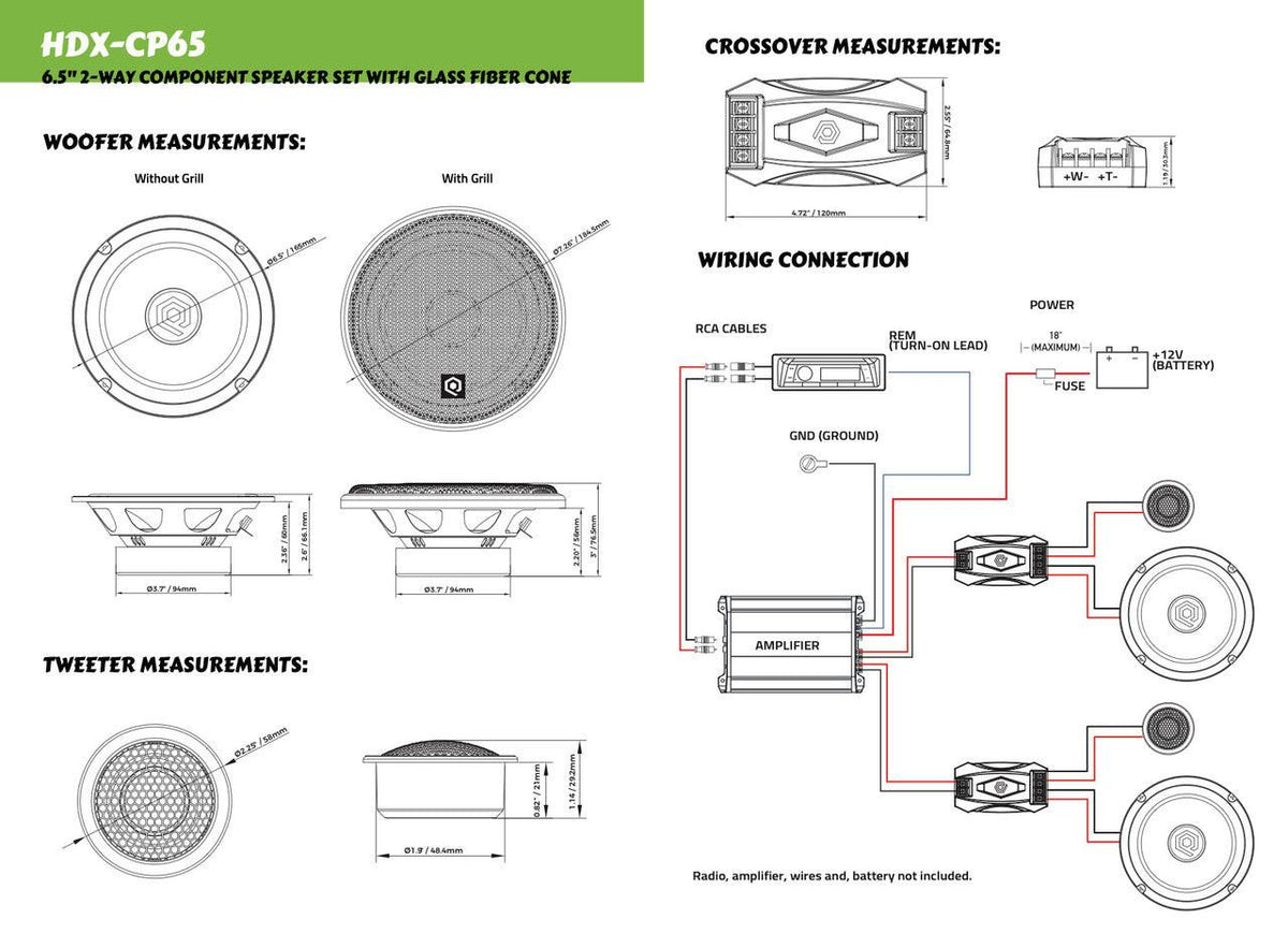 SoundQubed HDX Series 6.5" Component Speaker Set Pair - Sold by Audio Sellerz