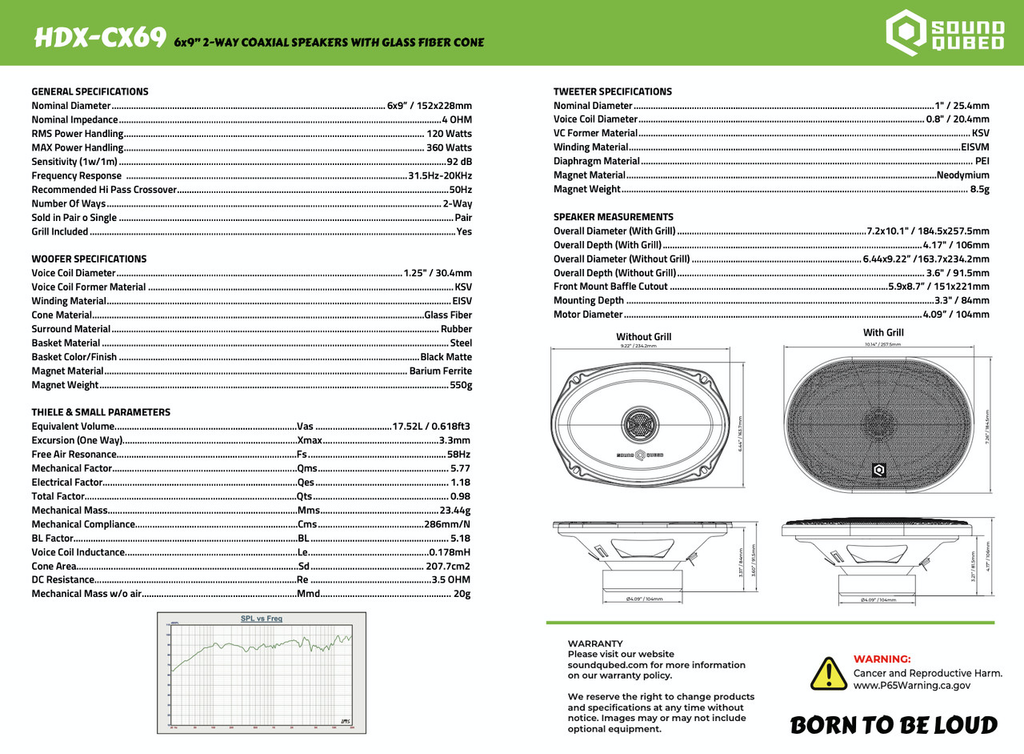 SoundQubed HDX Series 6x9" Coaxial 2-Way Speakers Pair - Sold by Audio Sellerz