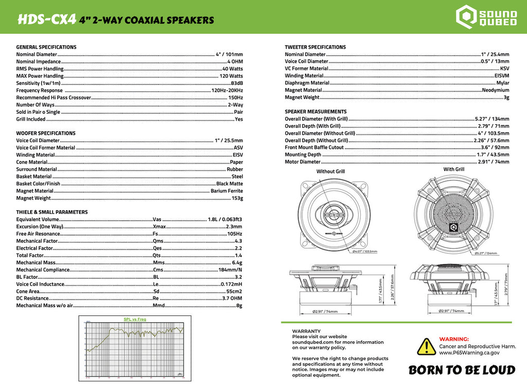 Soundqubed HDS Series 4" Coaxial 2-way Speakers - Sold by Audio Sellerz