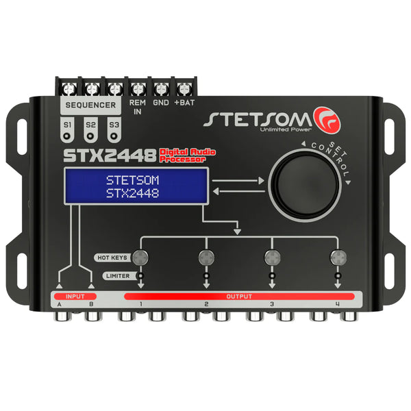 Stetsom STX 2448 DSP Crossover & Equalizer – 4 Channel Full Digital Signal Processor with Sequencer 2.4 - Audio Sellerz