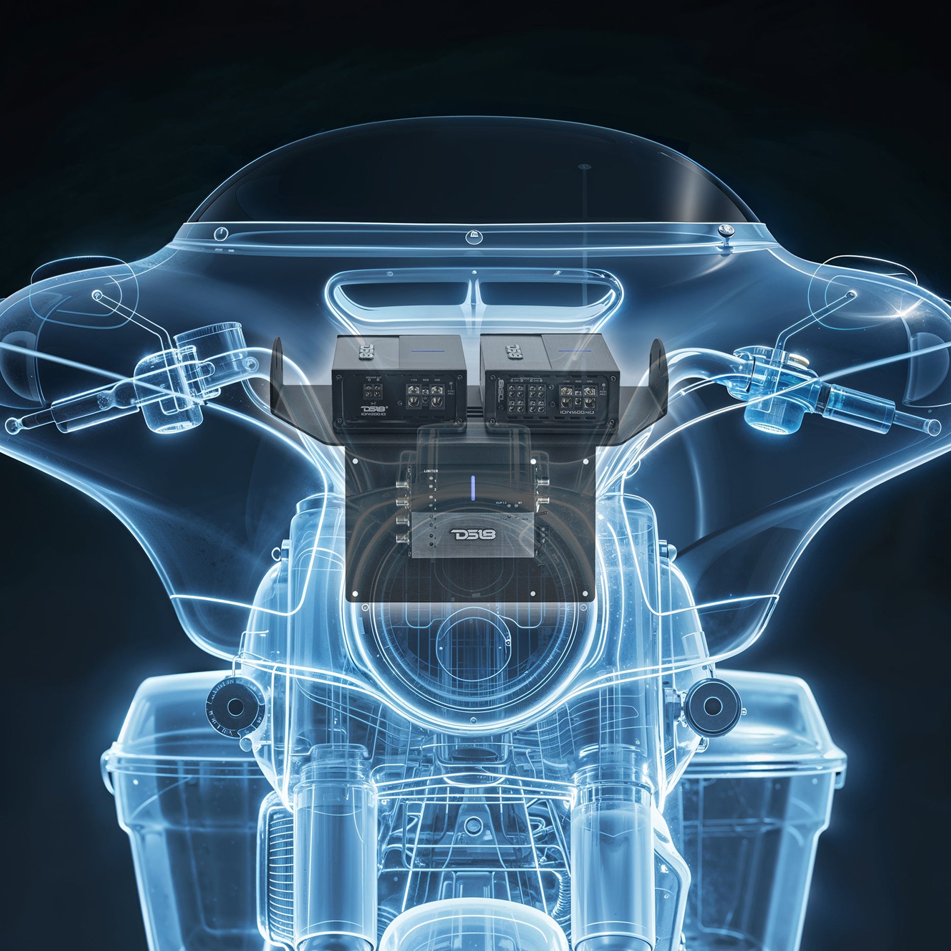 Harley-Davidson Street Glide Amplifier Rack for models 2014–2023.