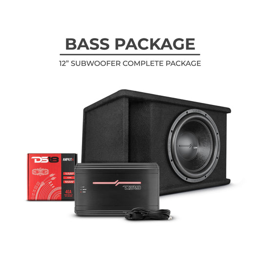 DS18 ZR112LD-PKG Bass Package 12" Subwoofer In a Ported Box With Amplifier and Amplifier Installation Kit - ZR112LD + ZR1000.1D Amp + AMPKIT4.