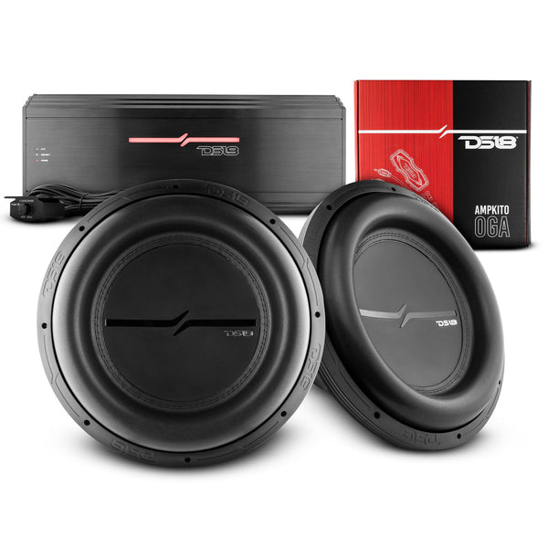 DS18 ZXI15.4D-PKG Bass Package - 2 x ZXI15.4D - 15" Car Subwoofer, ZR2000.1D - 1-Channel Monoblock Amplifier ,and AMPKIT0.