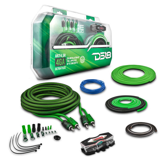 4-GA Amplifier Installation Wiring Kit - Green.