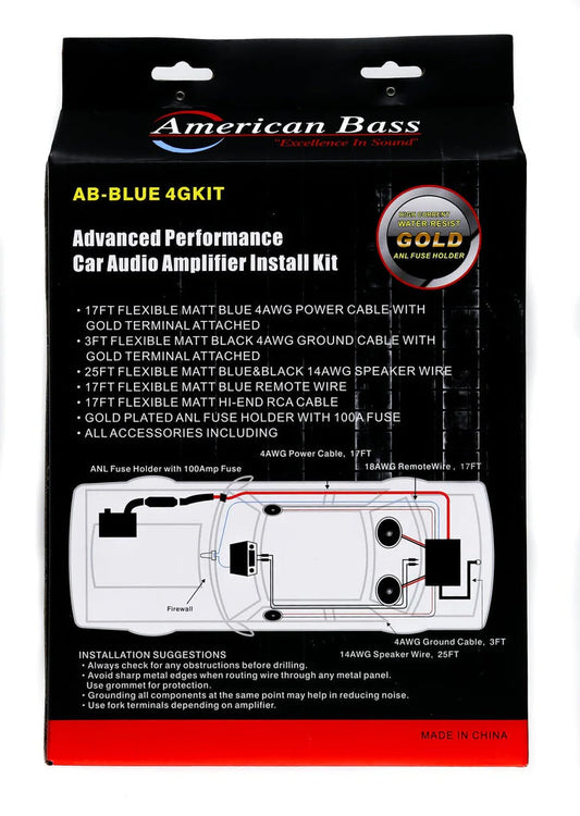 American Bass 4 Gauge Amp Kit (CCA) - Audio Sellerz