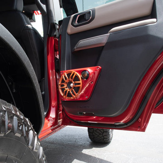 Ford Bronco 6th Gen 4 Door Back Doors 6.5" Speakers and 2.3" Tweeter Panels.