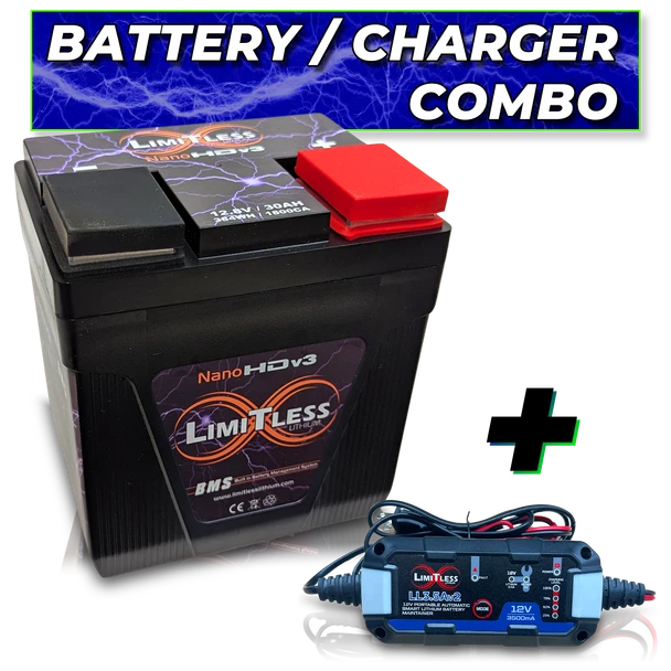 Limitless Lithium Nano-HDv3 30Ah Battery With 3.5A Maintainer