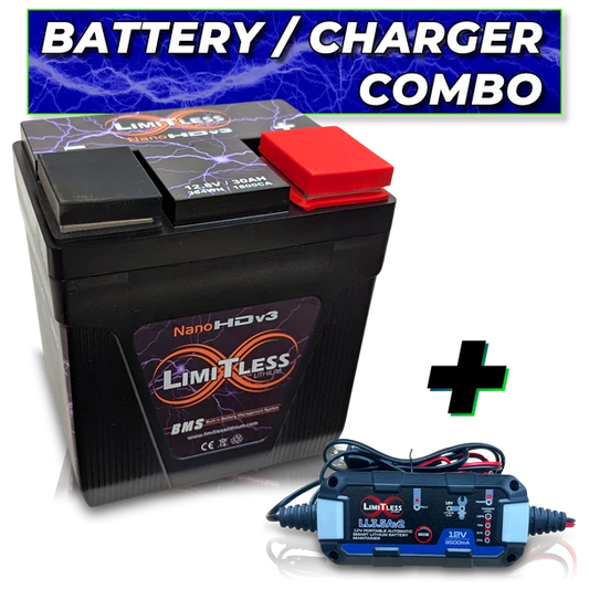 Limitless Lithium Nano-HDv3 30Ah Battery With 3.5A Maintainer