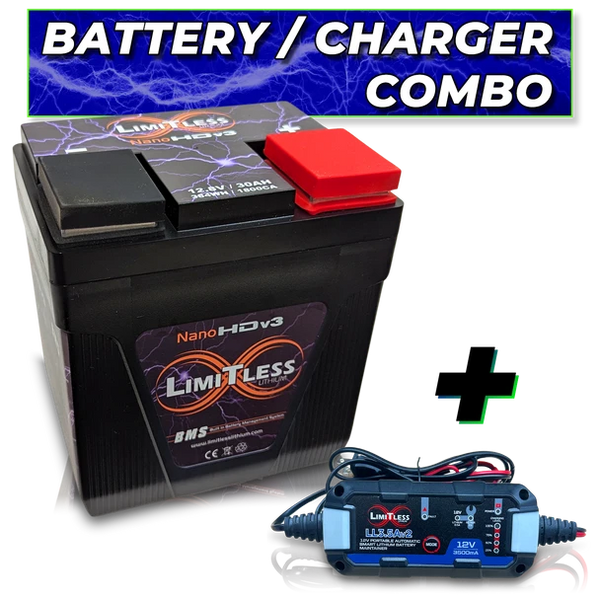 Limitless Lithium Nano-HDv3 30Ah Battery With 3.5A Maintainer
