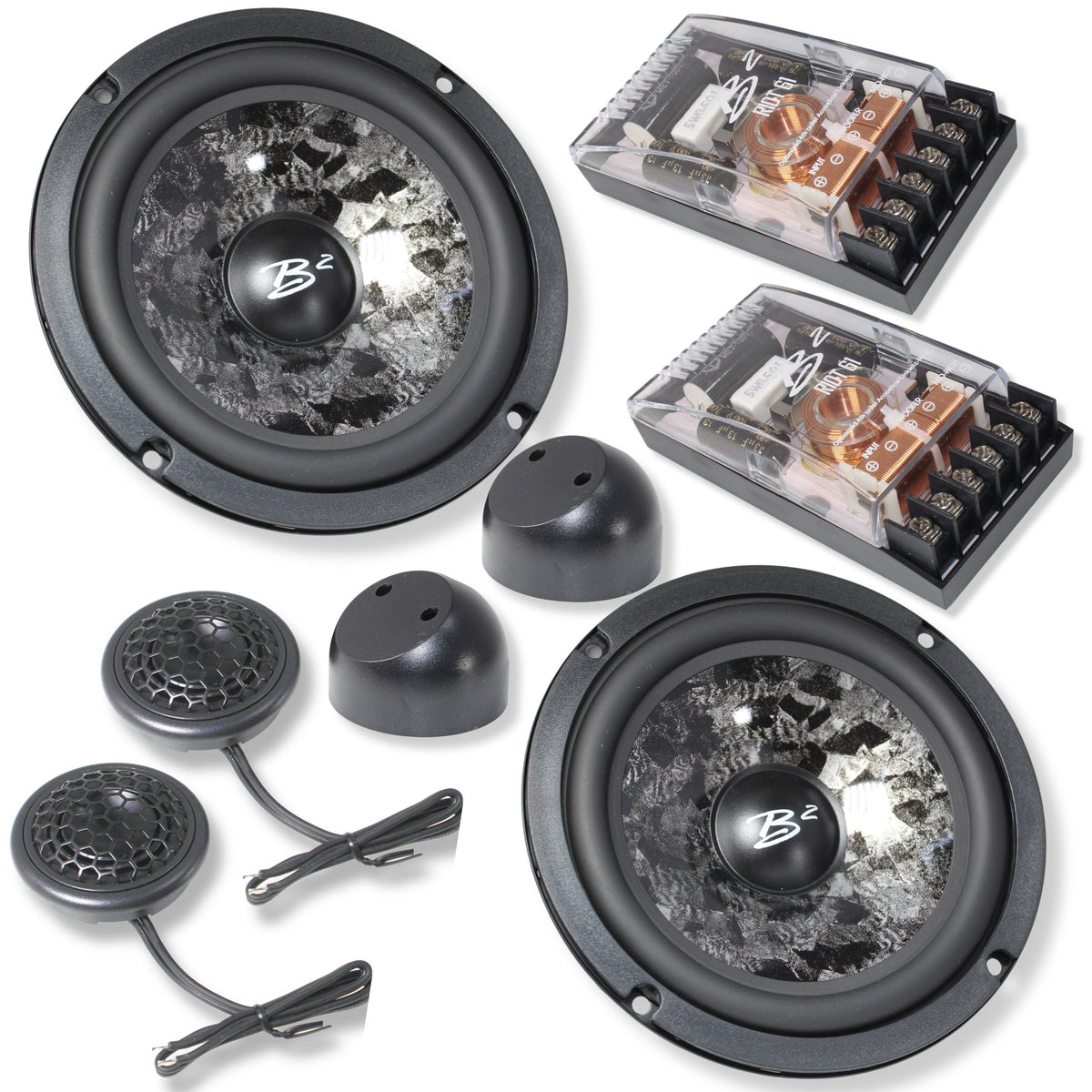 B2 Audio RIOT Series V2 6.5" 100 Watt RMS 4-Ohm Component Set With 1" Wide Band Tweeter & Crossover RIOT61.