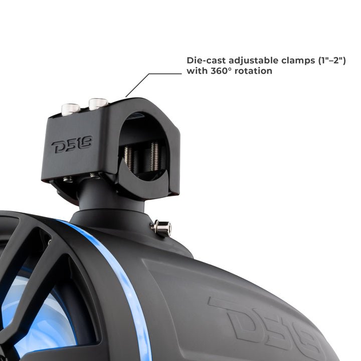 NXL 8" Marine Water Resistant Wakeboard Tower Speakers with Integrated RGB LED Lights 375 Watts.