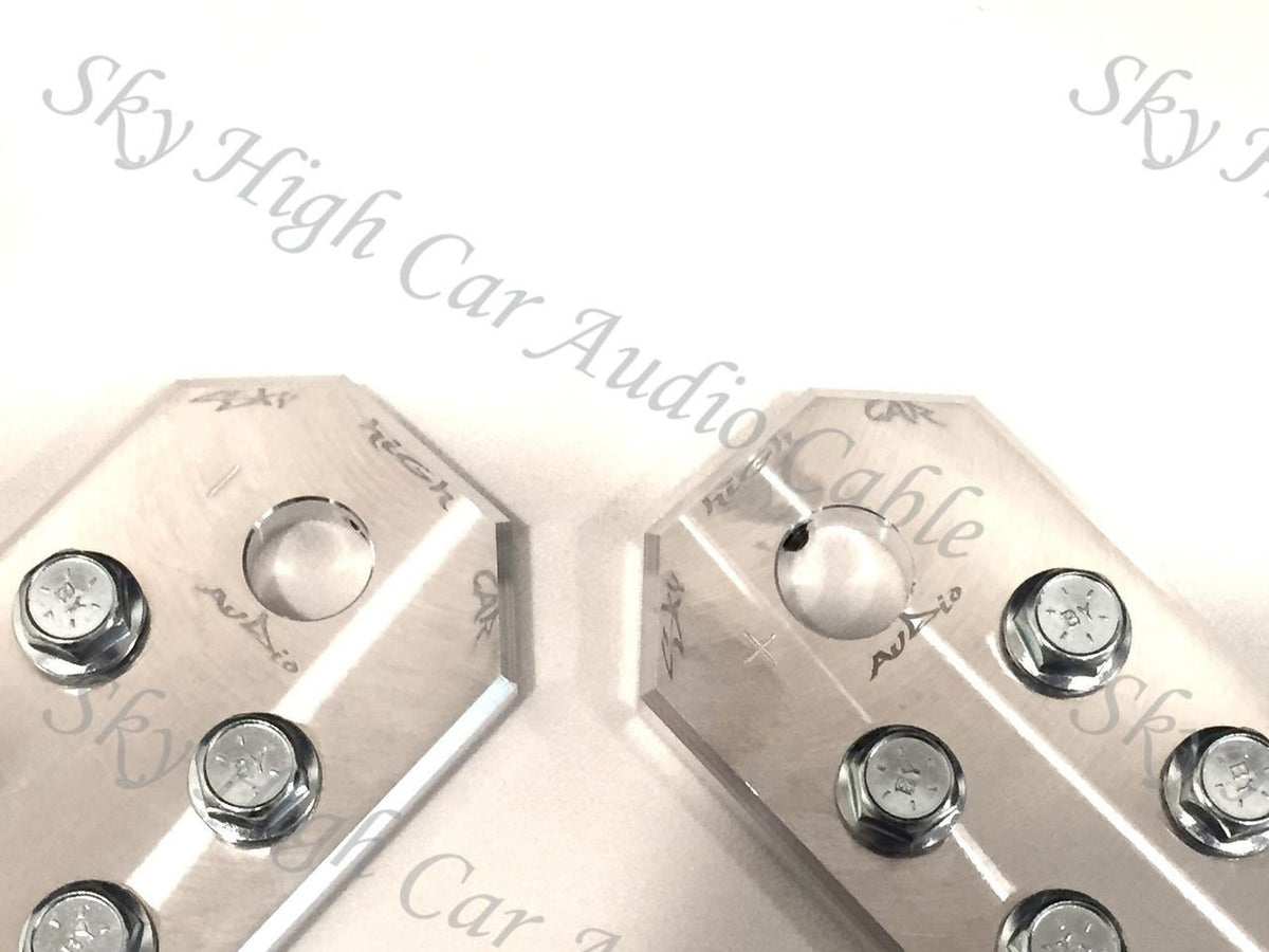 Sky High Car Audio SAE flat 4 spot aluminum battery terminal pair sold by Audio Sellerz