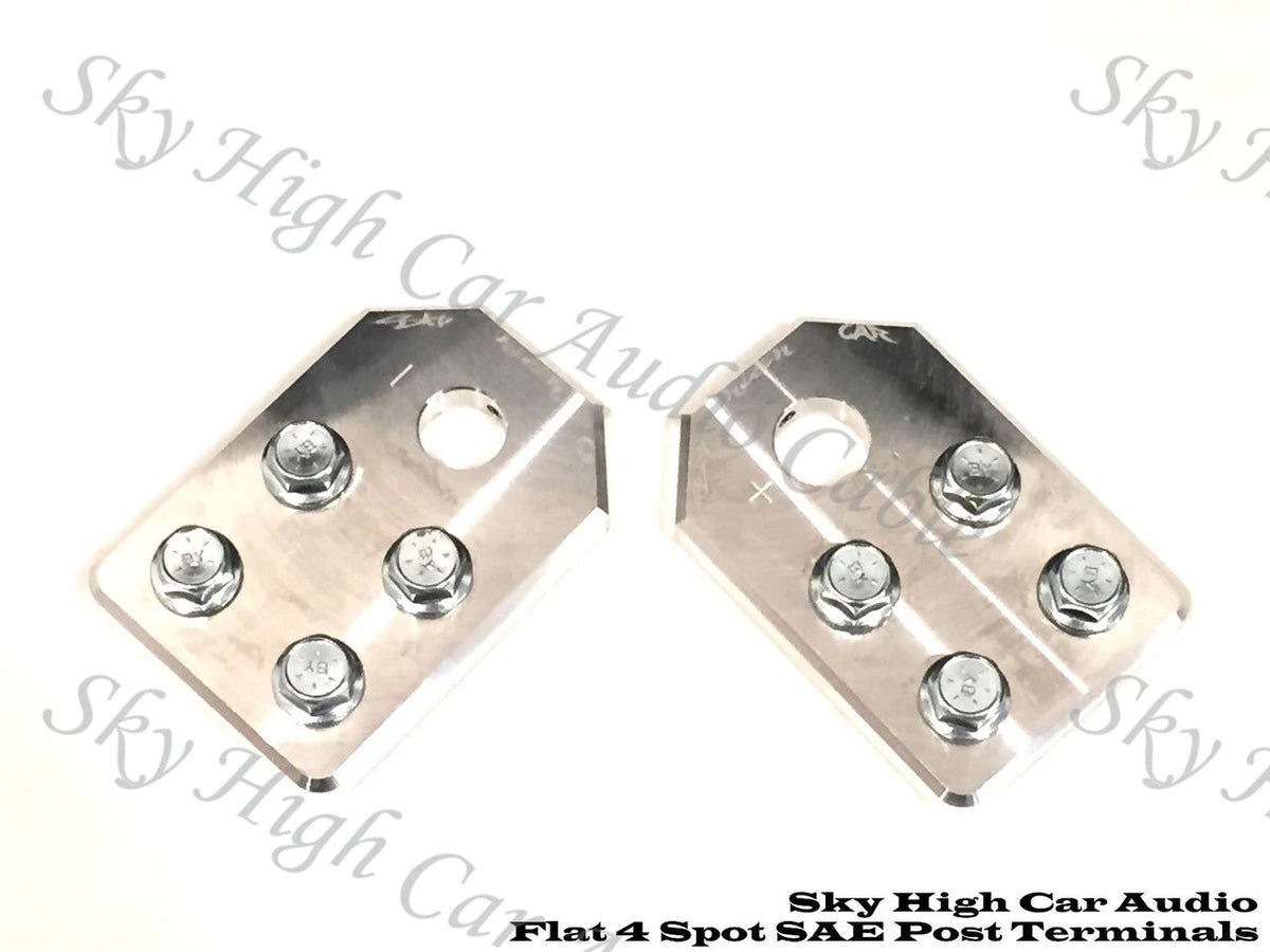 Sky High Car Audio SAE flat 4 spot aluminum battery terminal pair sold by Audio Sellerz