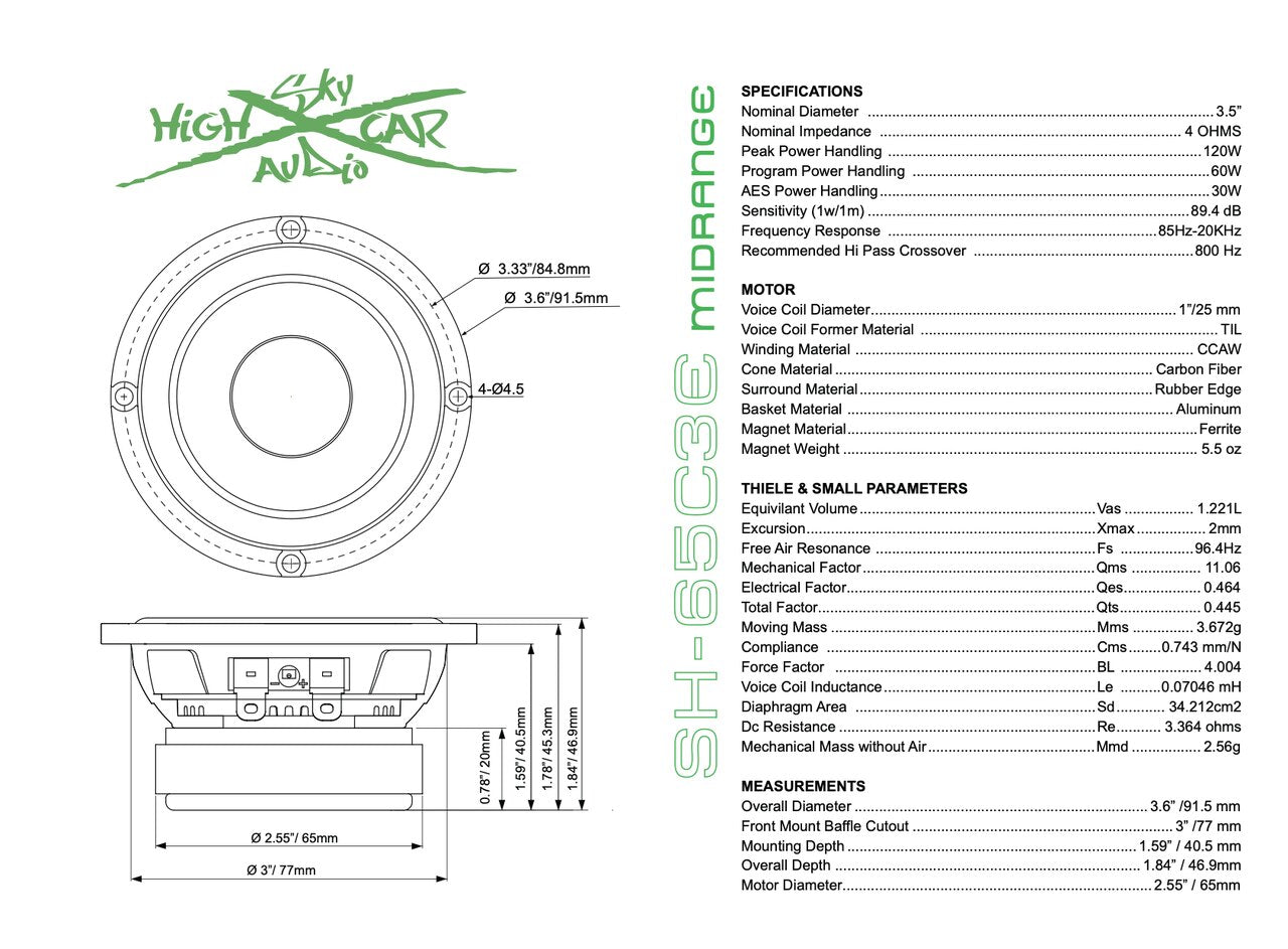 Sky High Car Audio SH-35 3.5" Full Range Speaker